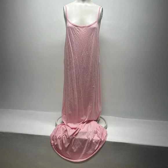 Pitusa Dress Maxi Long Backless Swim Coverup Evil Eye Beaded Cotton Pink OS - Picture 4 of 13